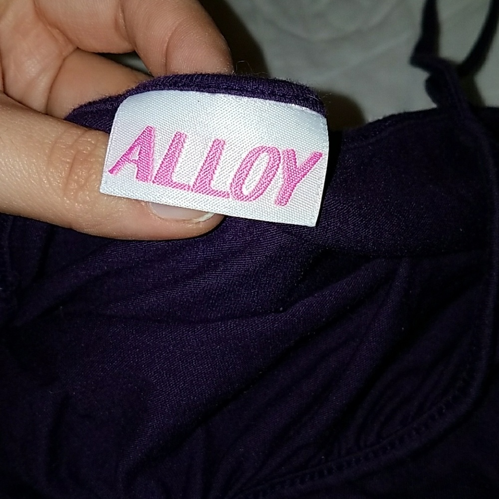 Purple Spaghetti Strap Top with V-neck Ruching - Picture 3 of 3